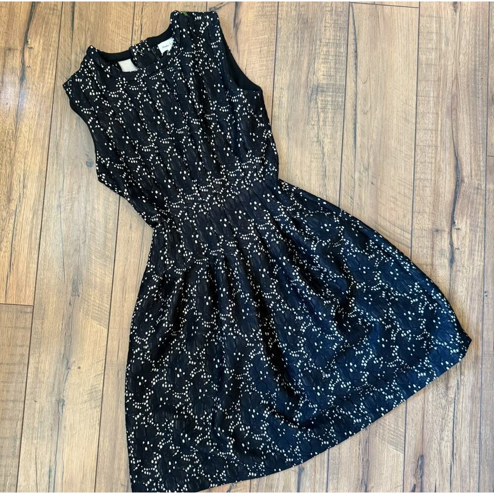 Anthropologie Meadow Rue Black Lace Fit & Flare Dress XS
